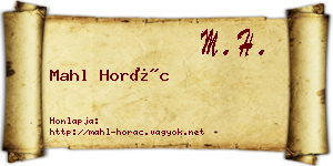 Mahl Horác névjegykártya